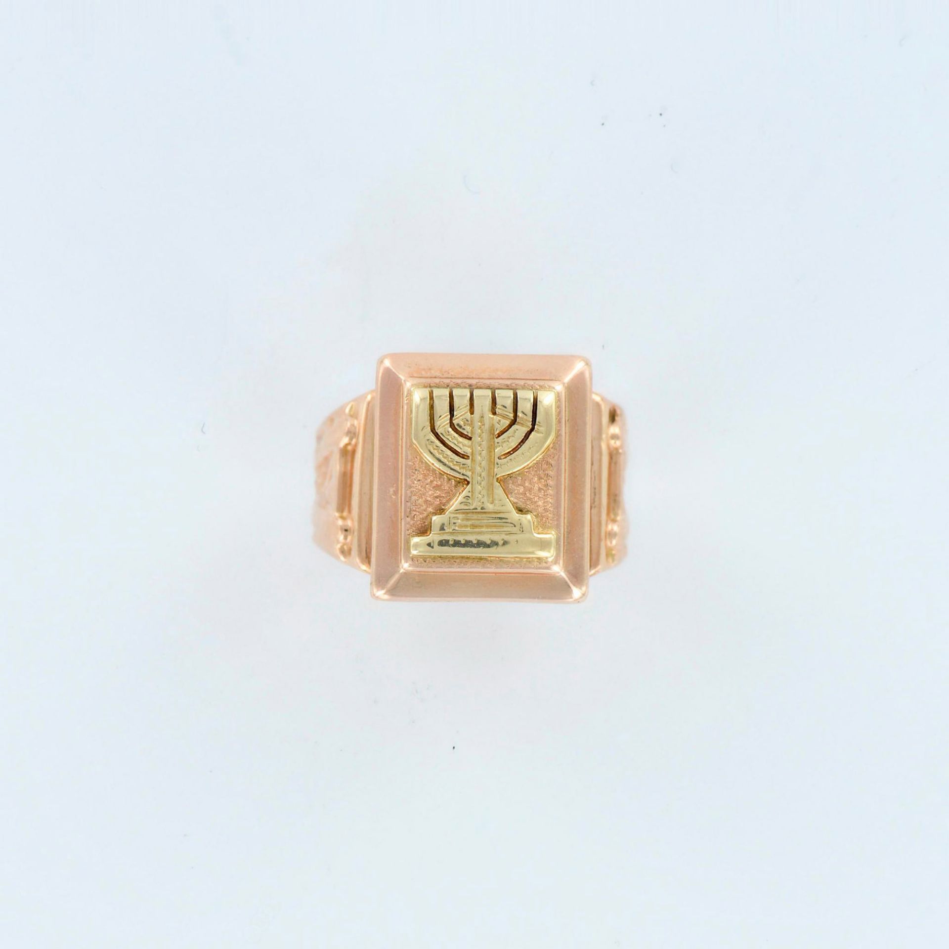 14K Yellow and Rose Gold Judaica Menorah Ring - Image 7 of 8