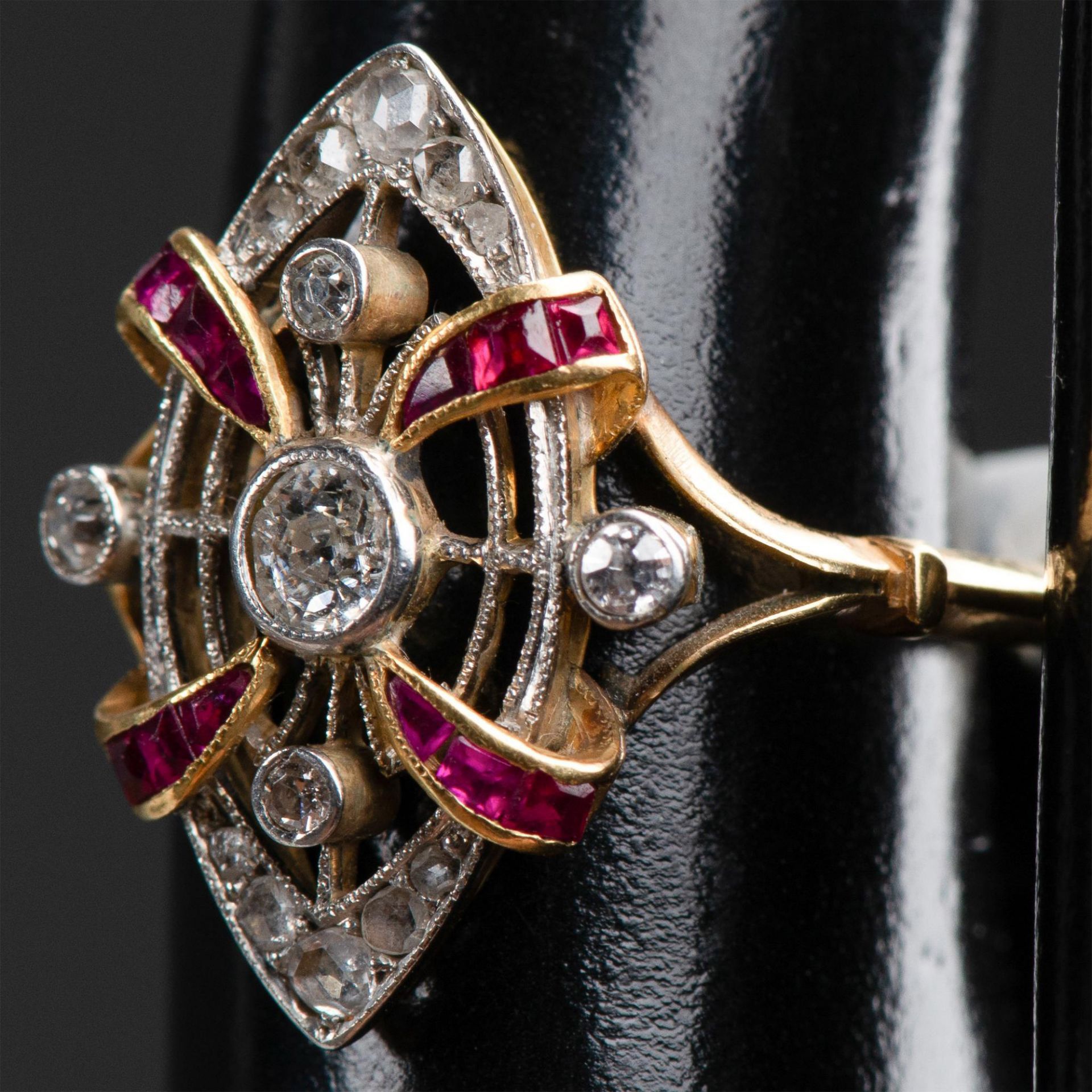 Art Nouveau Gold, Diamonds and Rubies Ring - Image 2 of 2