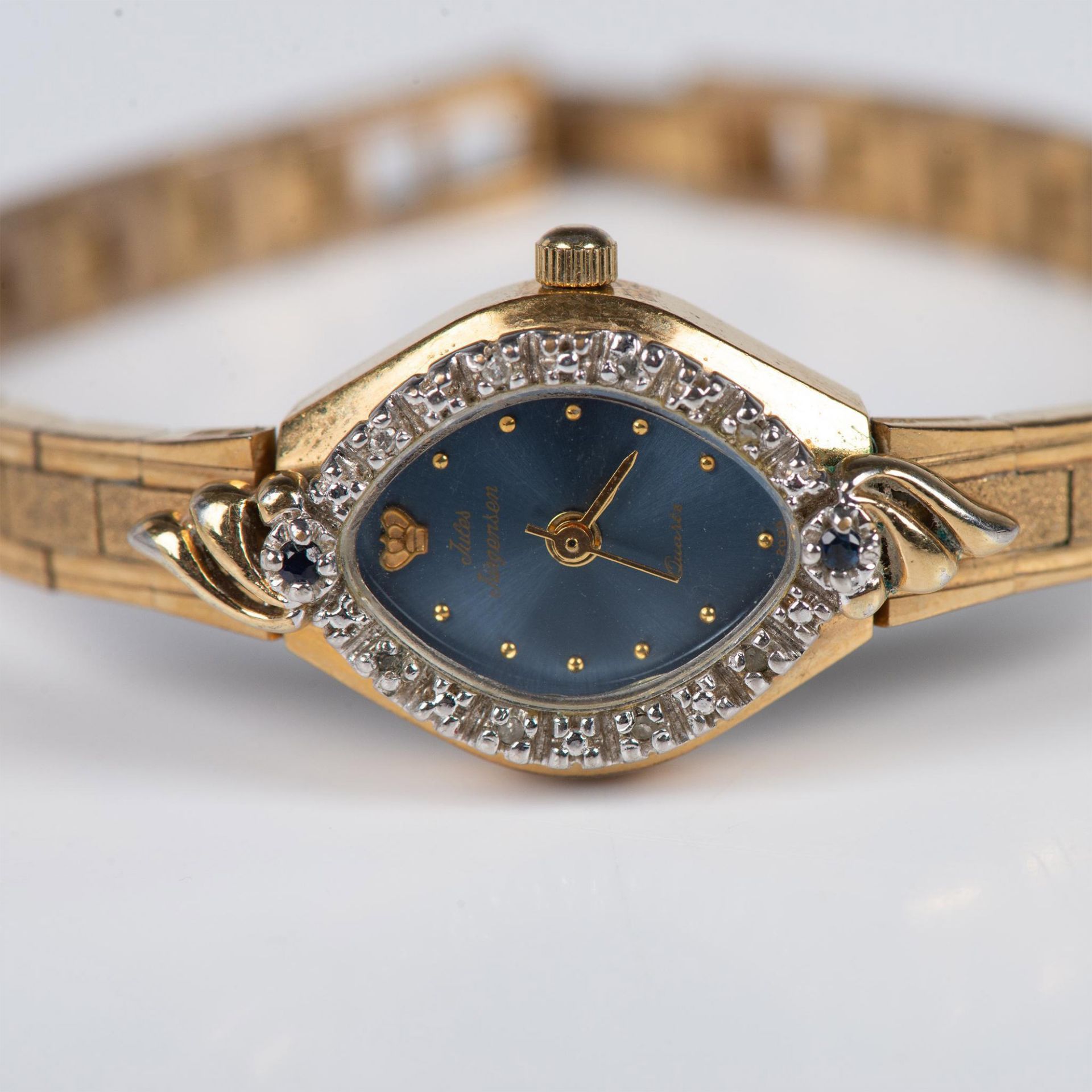 Jules Jurgensen 14K Gold Plated Diamond and Sapphire Watch - Image 2 of 4