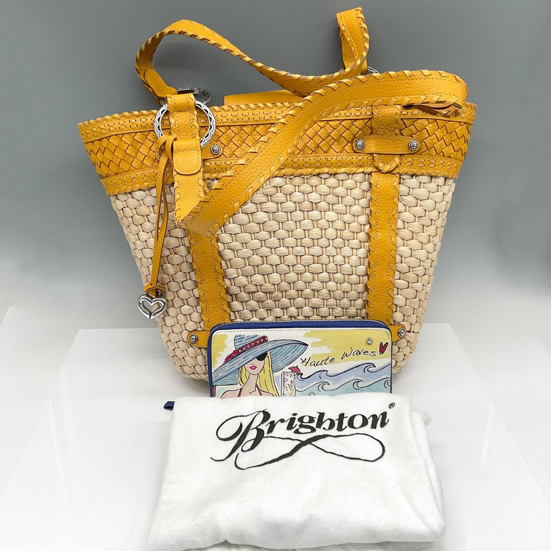 2pc Brighton Straw and Leather Fontaine Tote Bag + Wallet - Image 4 of 4