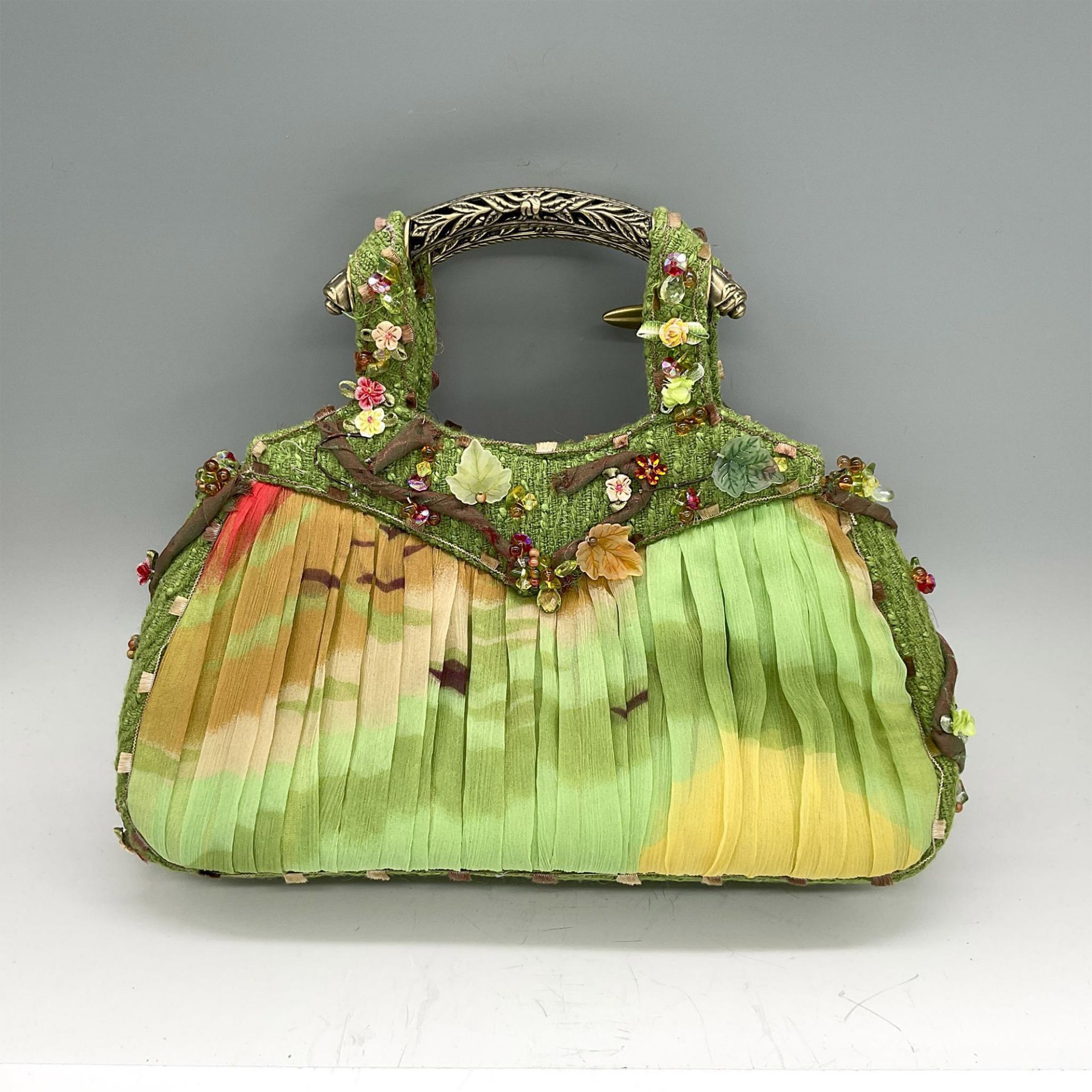 Mary Frances Silk Chiffon Handbag, Green/Pink/Red/Yellow - Image 2 of 5
