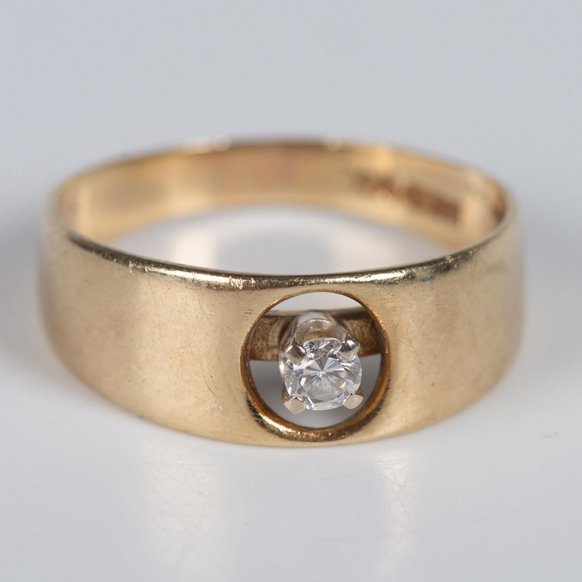 Classy Simple 14K Yellow Gold and Diamond Pinky Ring