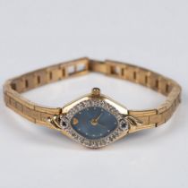 Jules Jurgensen 14K Gold Plated Diamond and Sapphire Watch