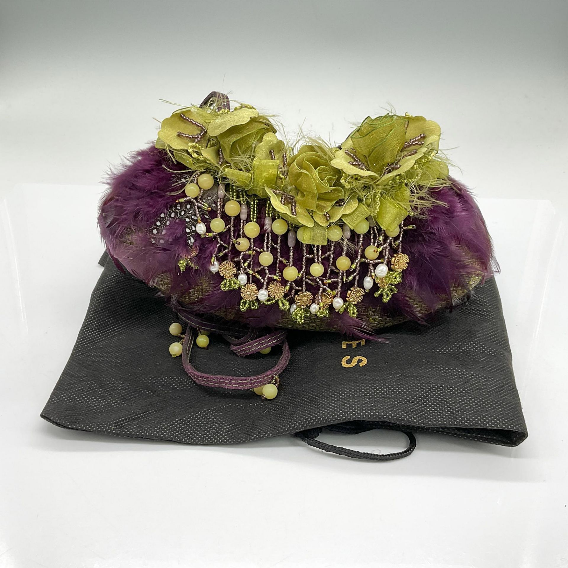 Mary Frances Canvas Handbag, Green and Purple - Image 5 of 5