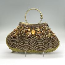 Mary Frances Satin Beadwork Handbag, Olive Green