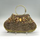 Mary Frances Satin Beadwork Handbag, Olive Green