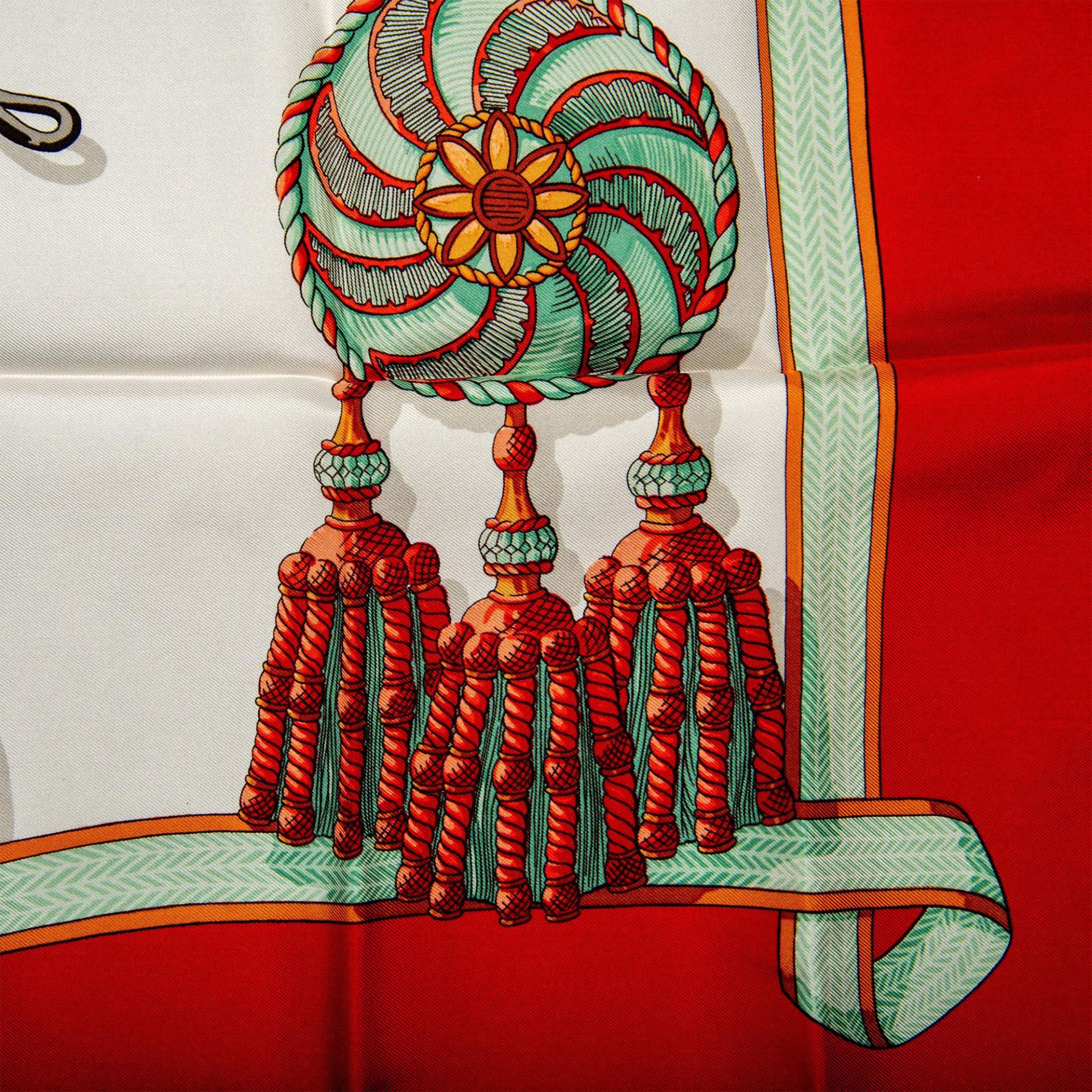 Hermes Silk Scarf, Frontaux Et Cocardes in Red - Image 4 of 8