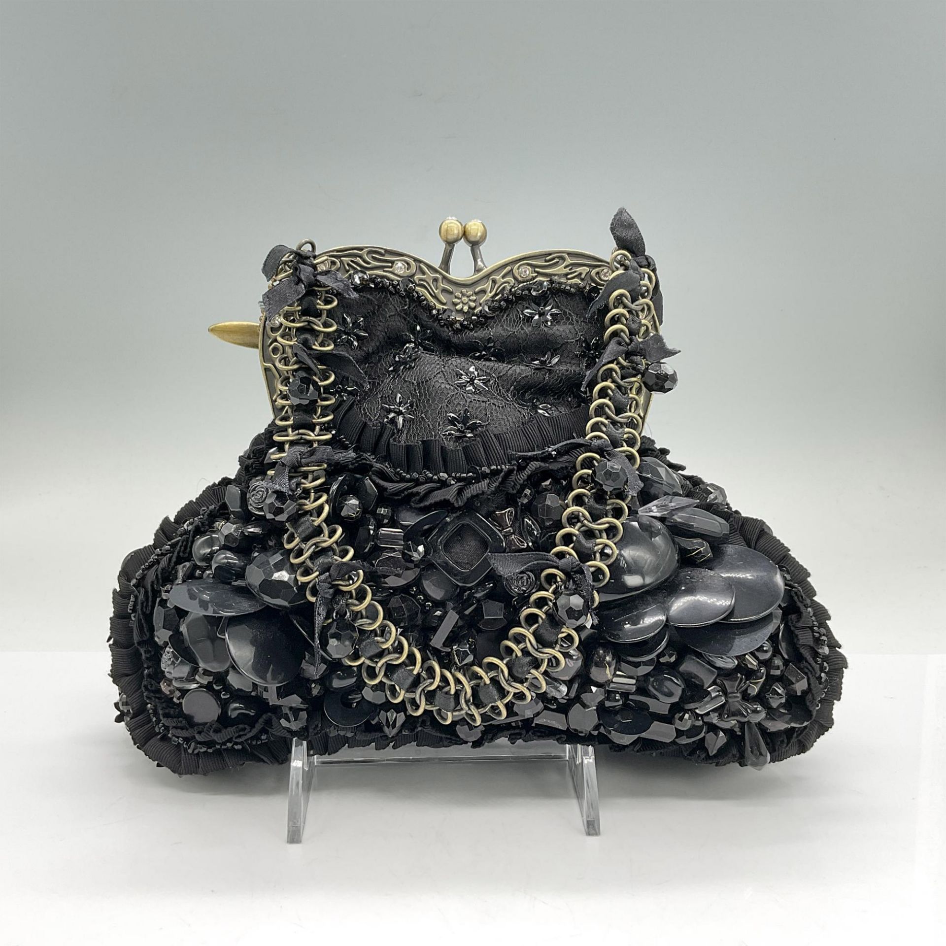 Mary Frances Black Lace and Various Shapes Bead Handbag - Image 2 of 5