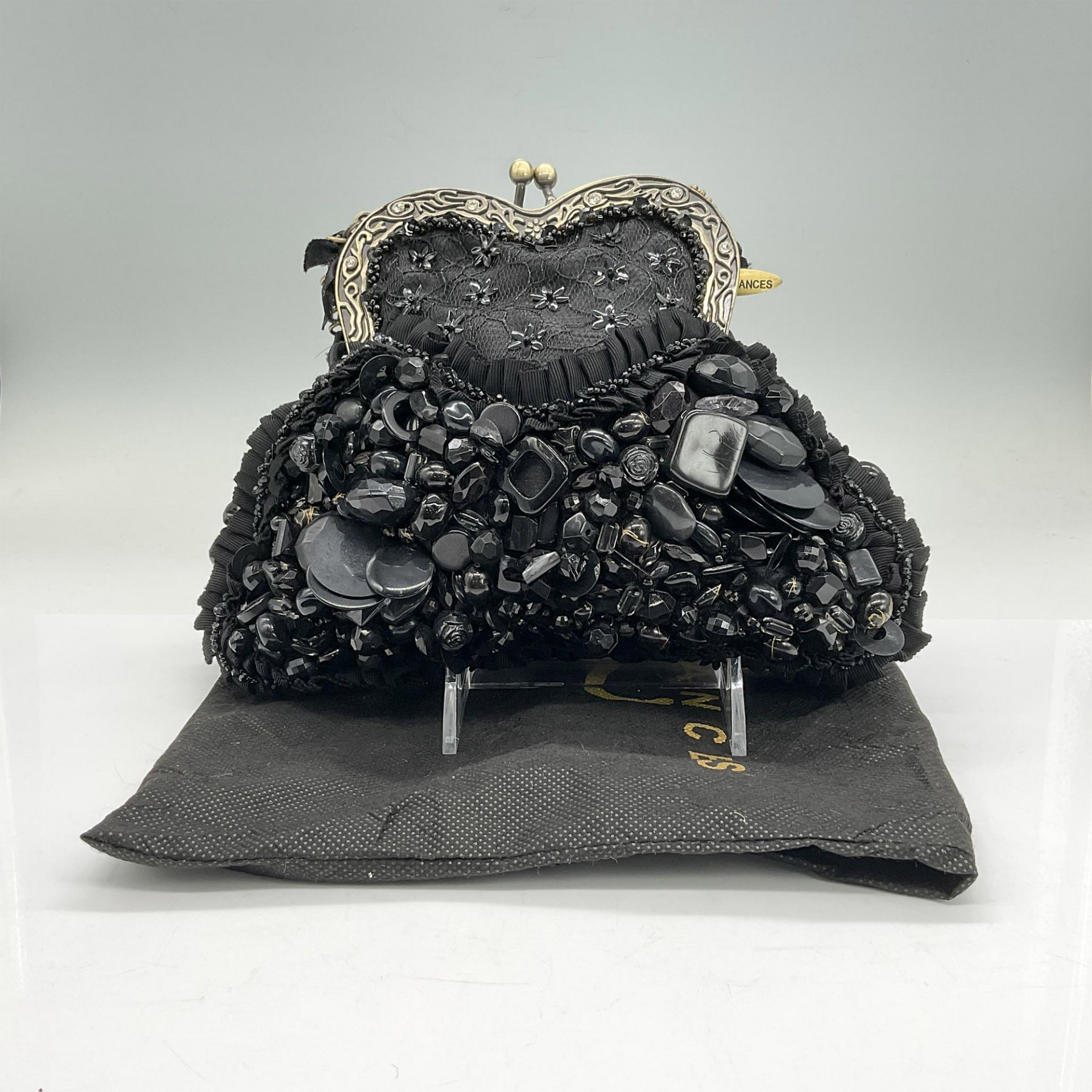 Mary Frances Black Lace and Various Shapes Bead Handbag - Image 4 of 5