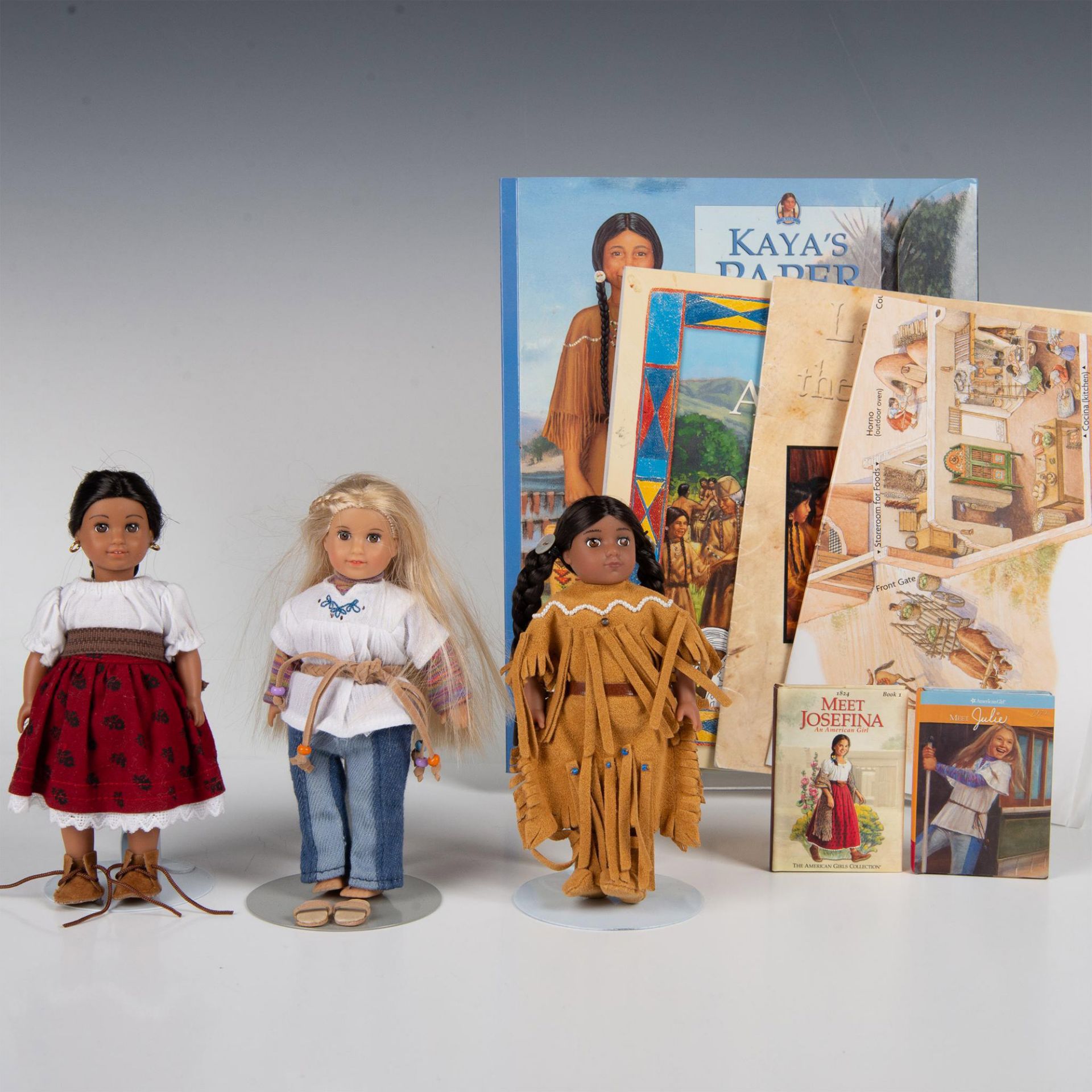 9pc American Girl Mini Dolls, Kaya/Josephina/Julie + Books - Image 5 of 12