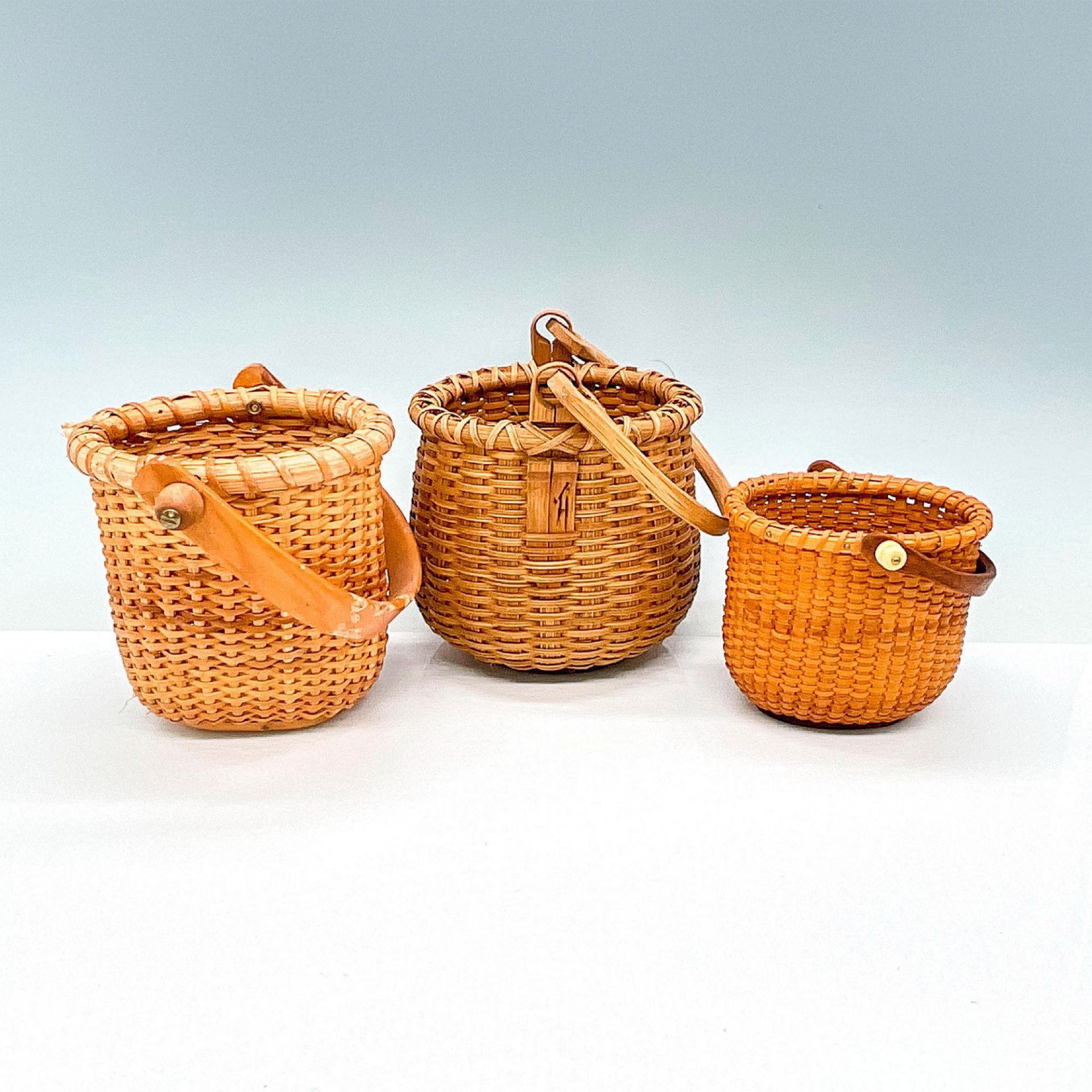 3pc Small Hand-Woven Nantucket Style Baskets