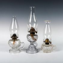 3pc Oil Burning Finger Lamps w/Hurricane Glass