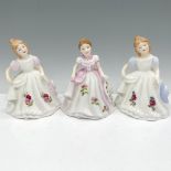 3pc Royal Doulton Figurines, Figure & Flower of the Month