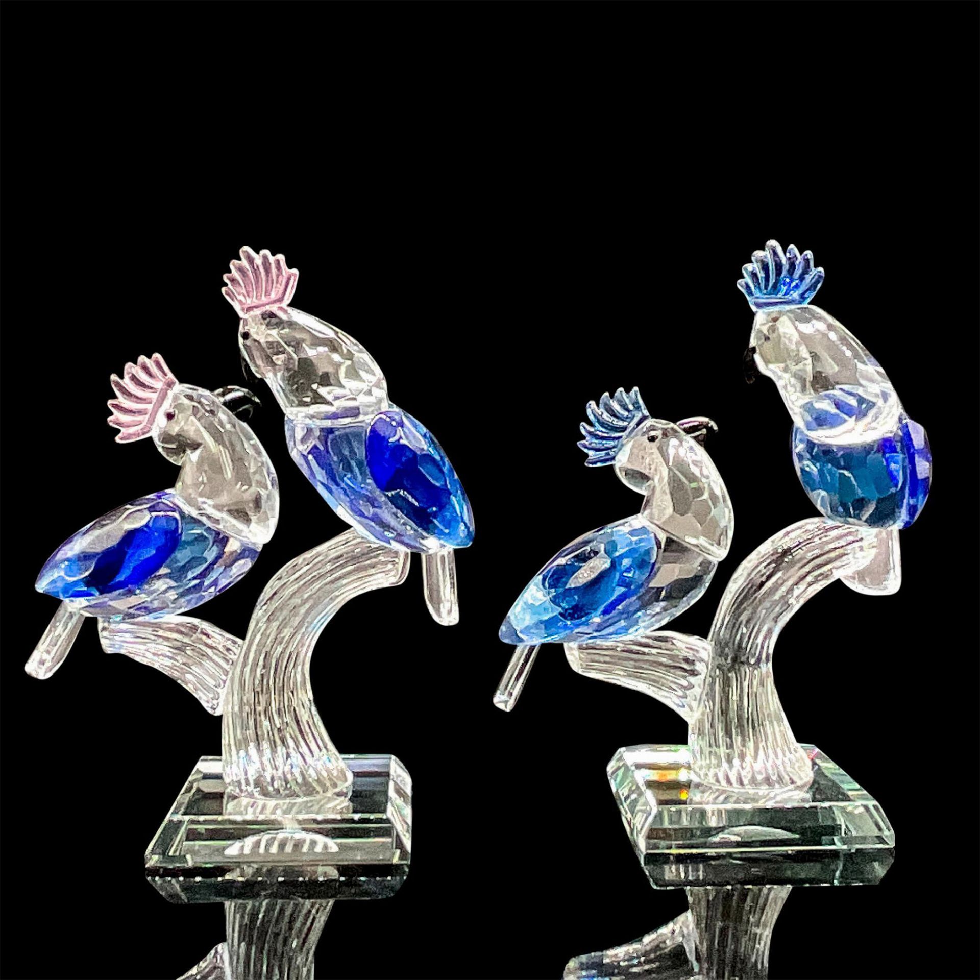 2pc Glass Figurines, Perched Cockatoos - Image 2 of 4