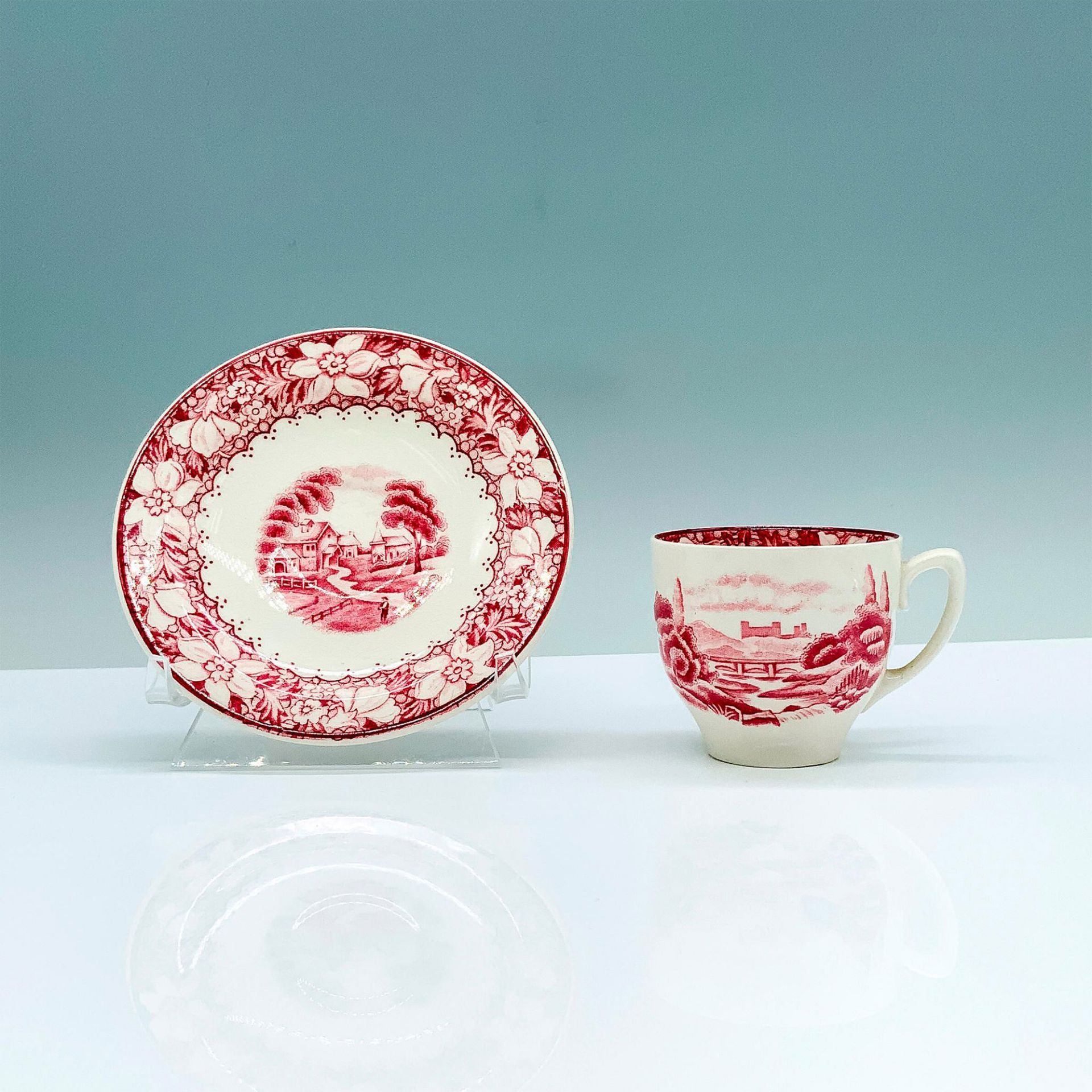 Woods Burslem Teacup and Saucer Set, Colonial - Image 2 of 3