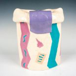 Retro Ceramic Vase, Teal and Purple