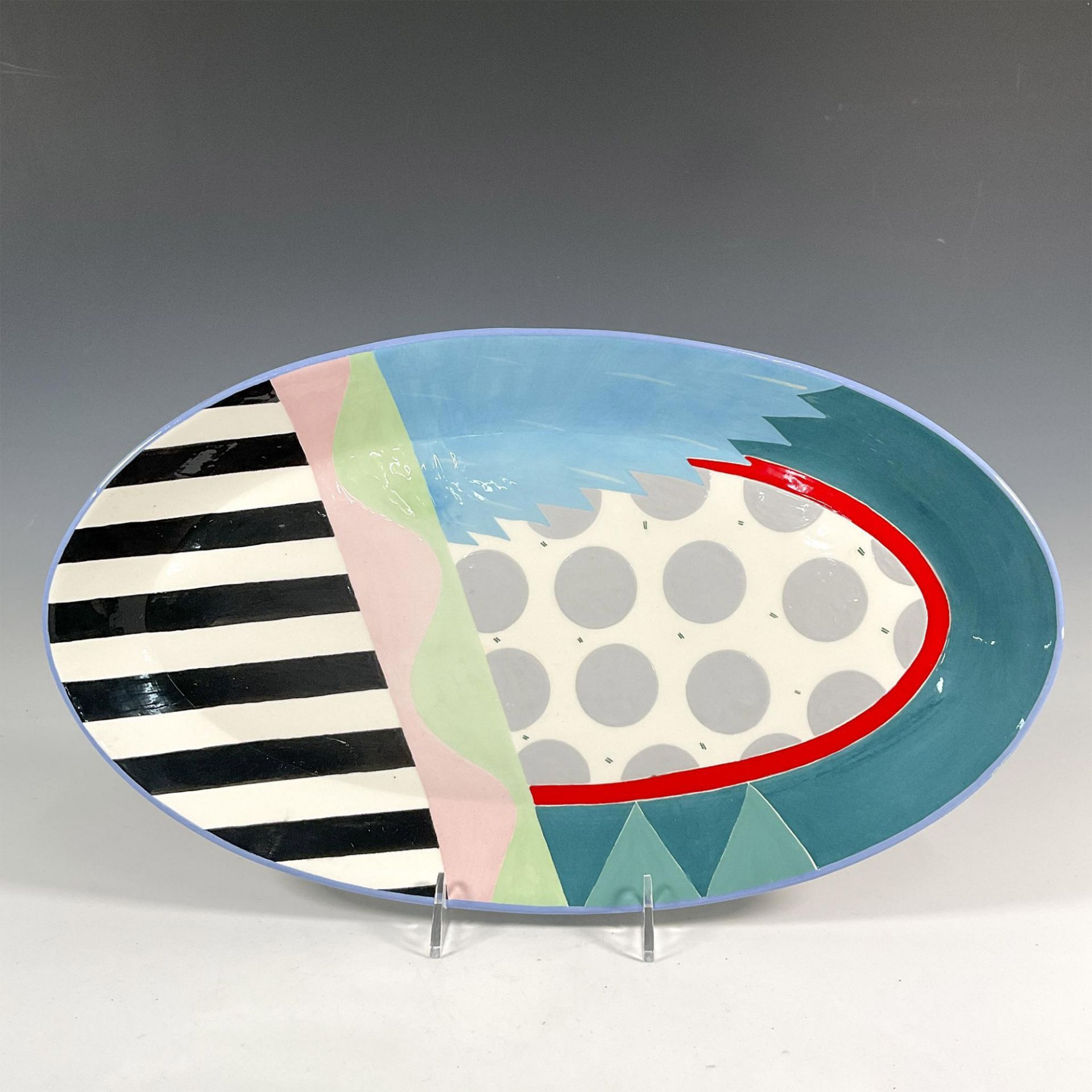 Susan Eslick Pottery Serving Tray, Stripes and Dots