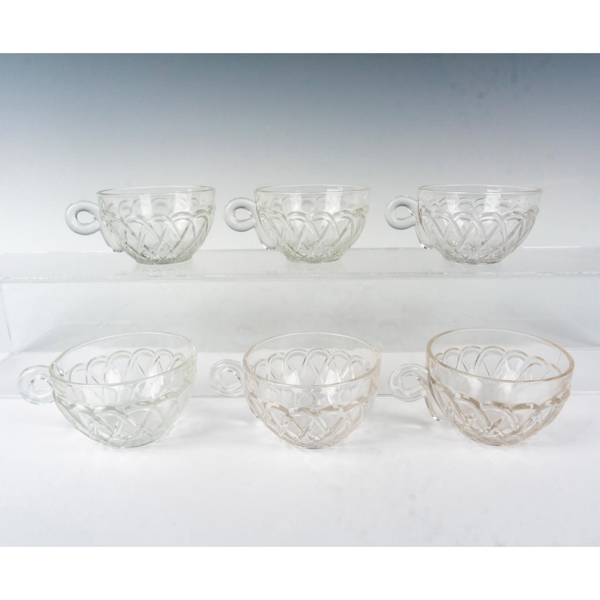 6pc Vintage Indiana Glass Punch Cup, Pretzel Pattern - Bild 2 aus 3