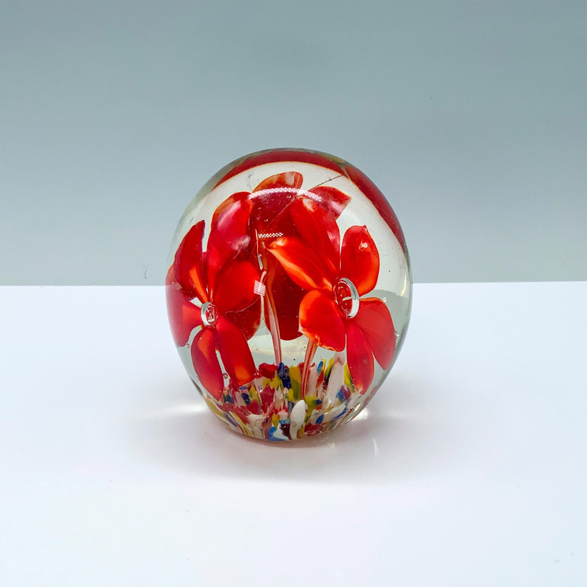 Floral Art Glass Paperweight - Bild 2 aus 3