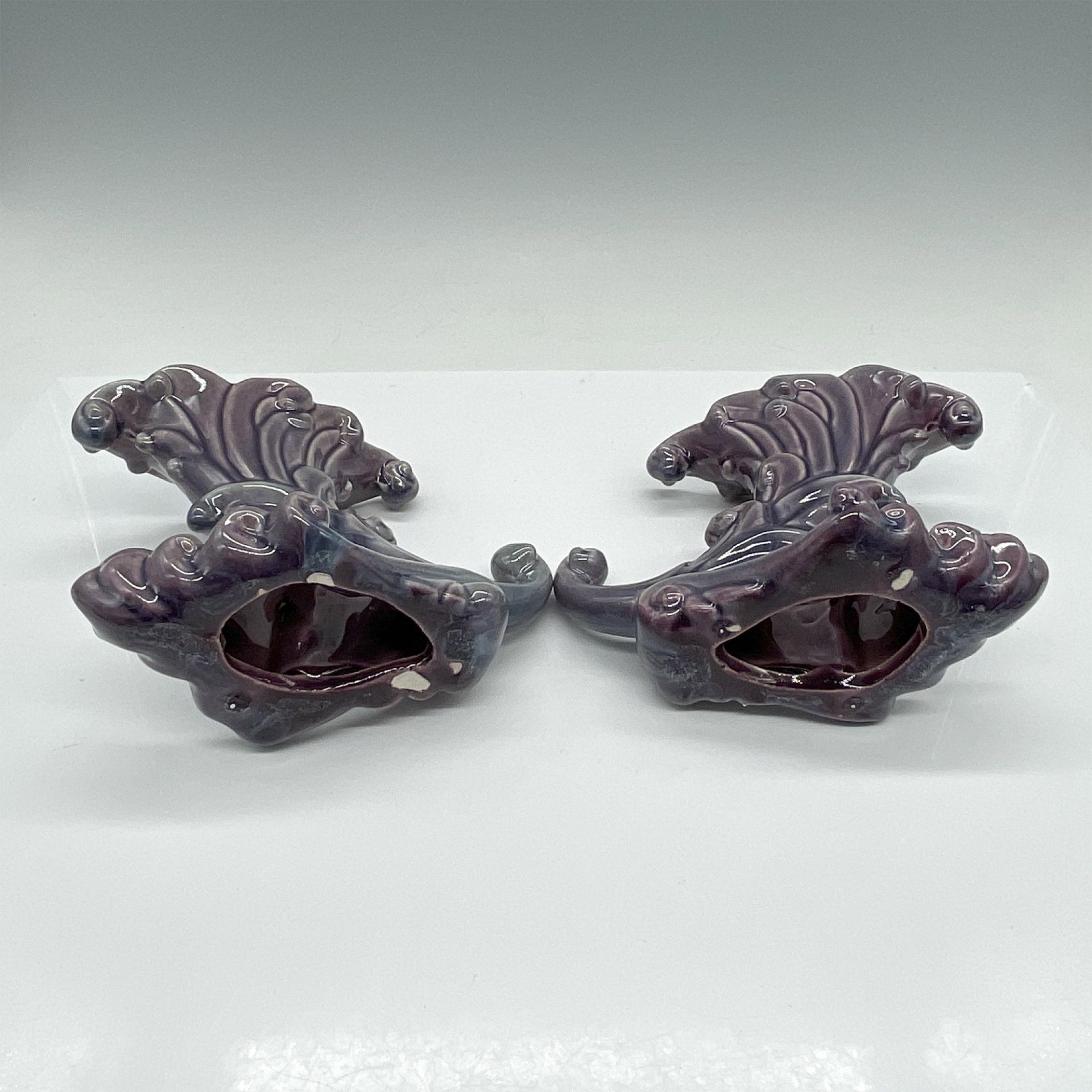Pair of Royal Haegar Art Deco Cornucopia Purple Candle Holders - Image 3 of 3