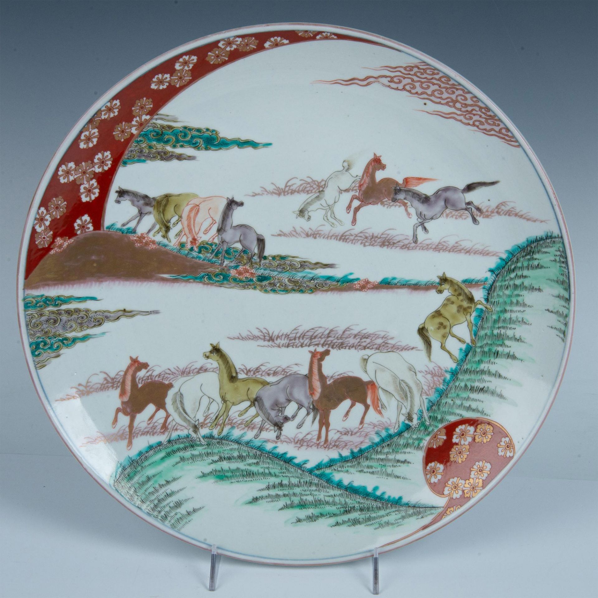 Japanese Imari Porcelain Charger, Horses