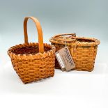 2pc Handwoven Wood and Rattan Baskets