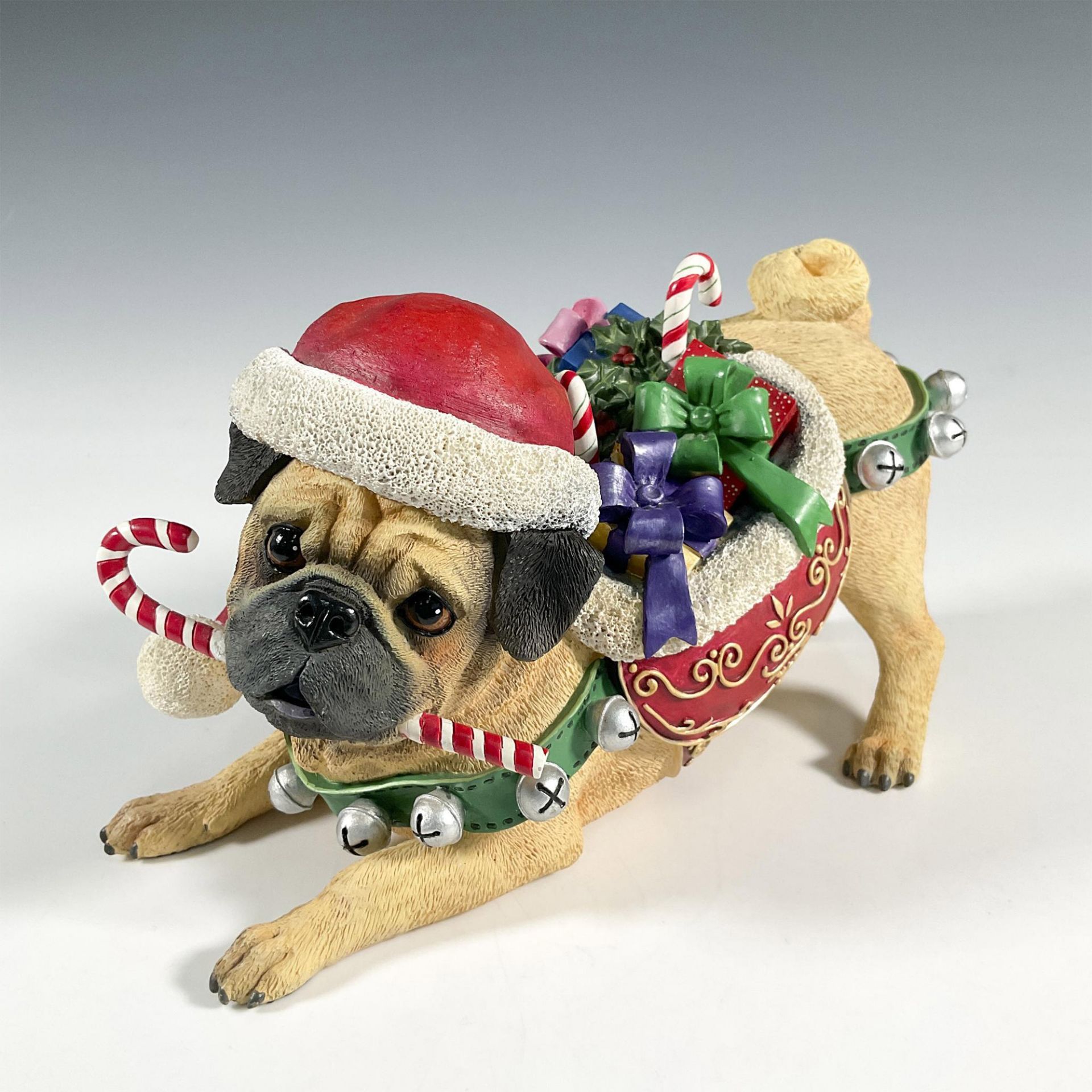 Danbury Mint Resin Figurine, Christmas Pug
