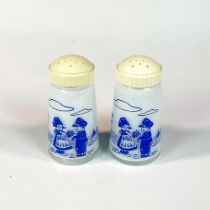 Pair of Glass Salt/Pepper Shakers, Dutch Girl and Boy
