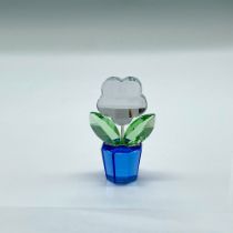 Swarovski Crystal Figurine, Clear Flower in Blue Pot