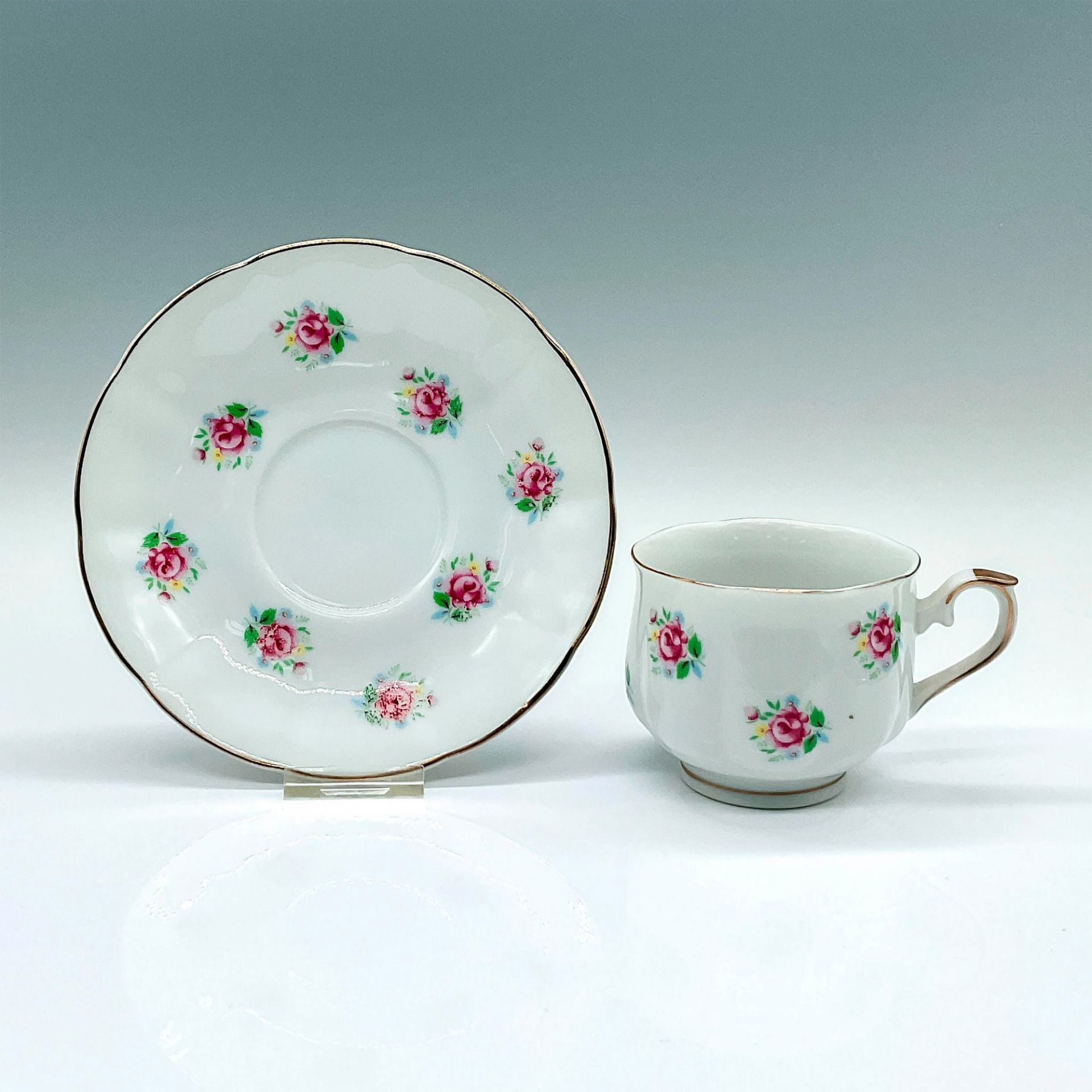 2pc Vintage FTD Japanese Porcelain Floral Cup and Saucer - Bild 2 aus 3