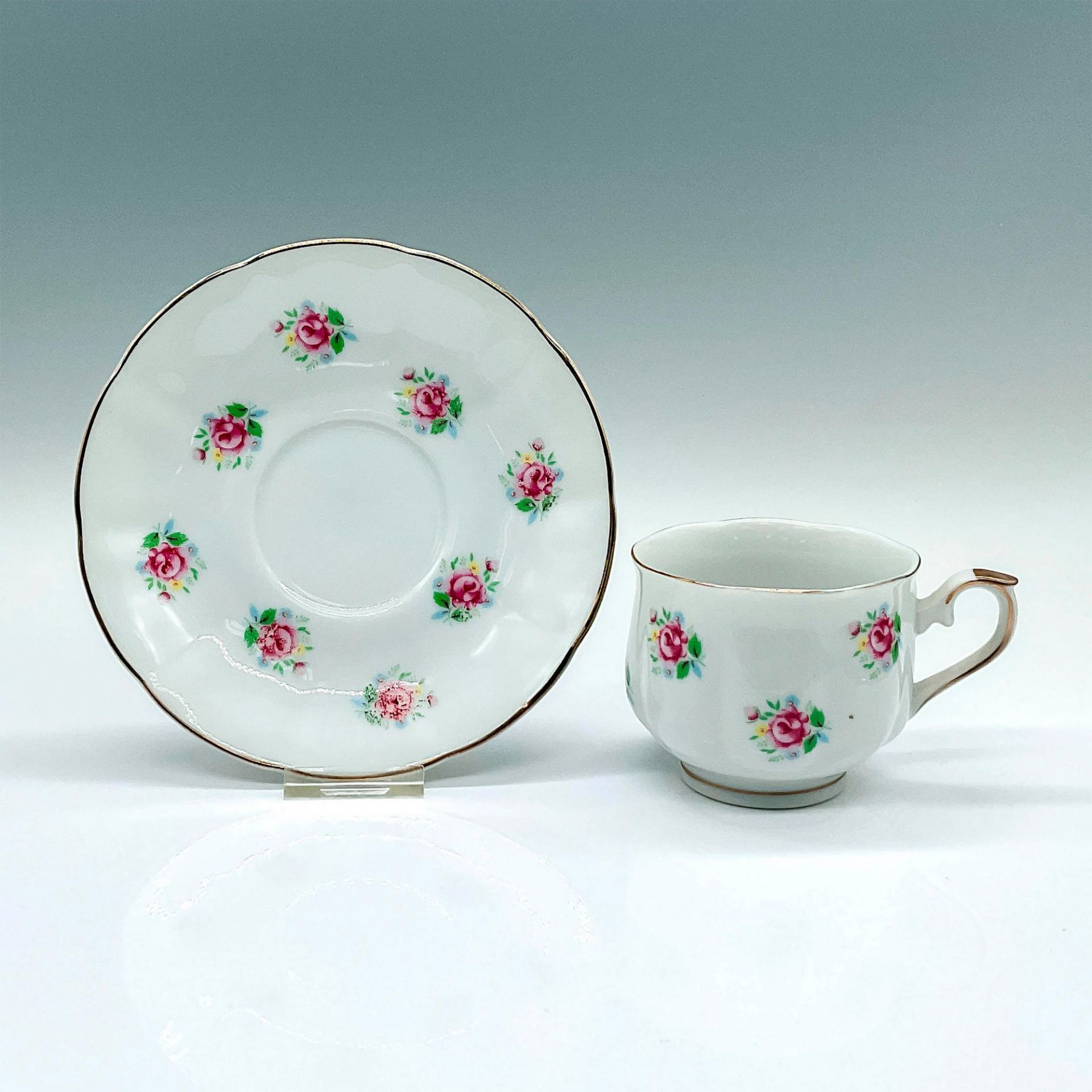 2pc Vintage FTD Japanese Porcelain Floral Cup and Saucer - Image 2 of 3