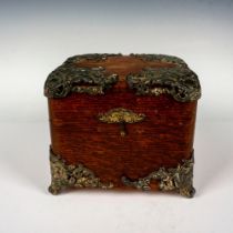 Antique Metal and Wood Collar Box with Collars