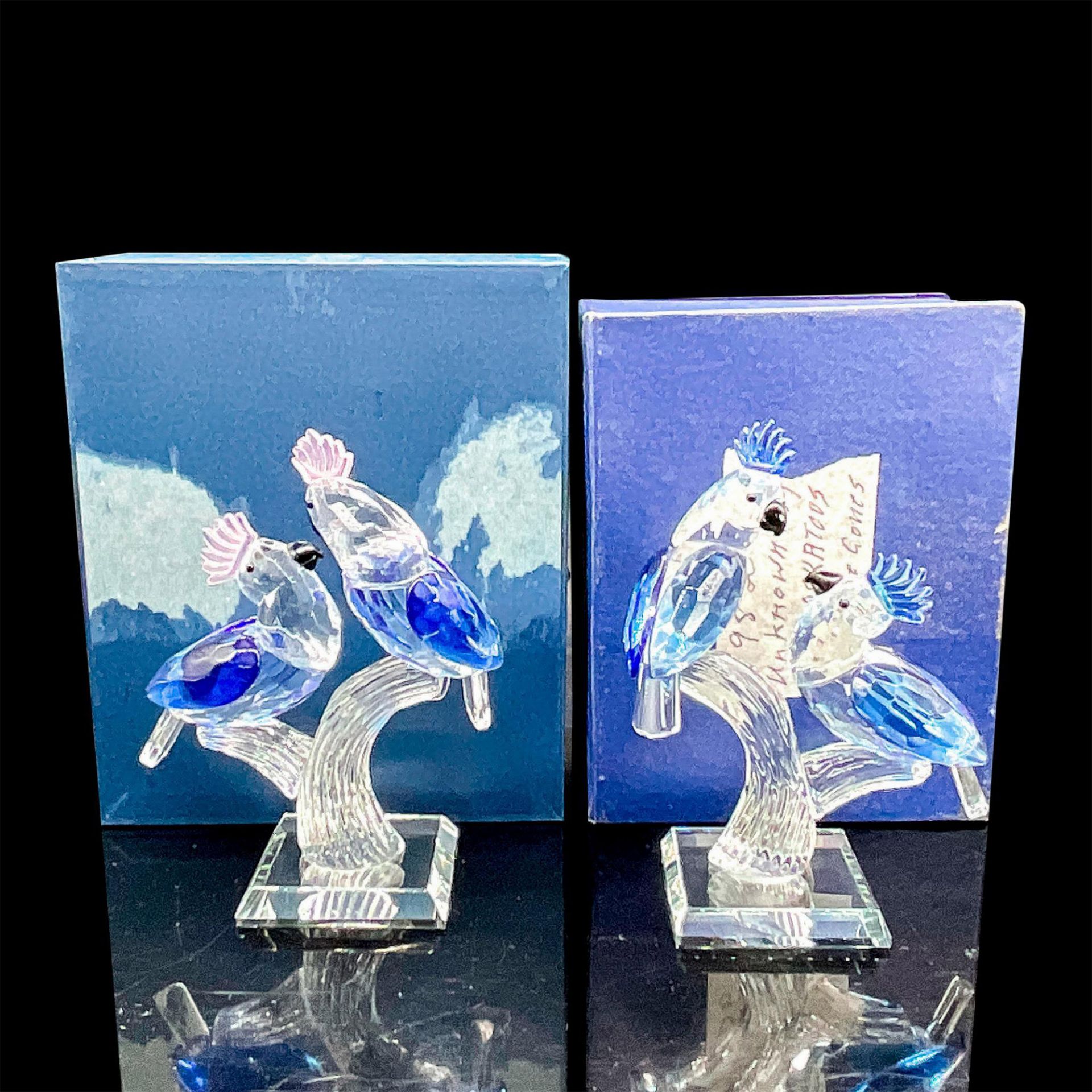 2pc Glass Figurines, Perched Cockatoos - Image 4 of 4
