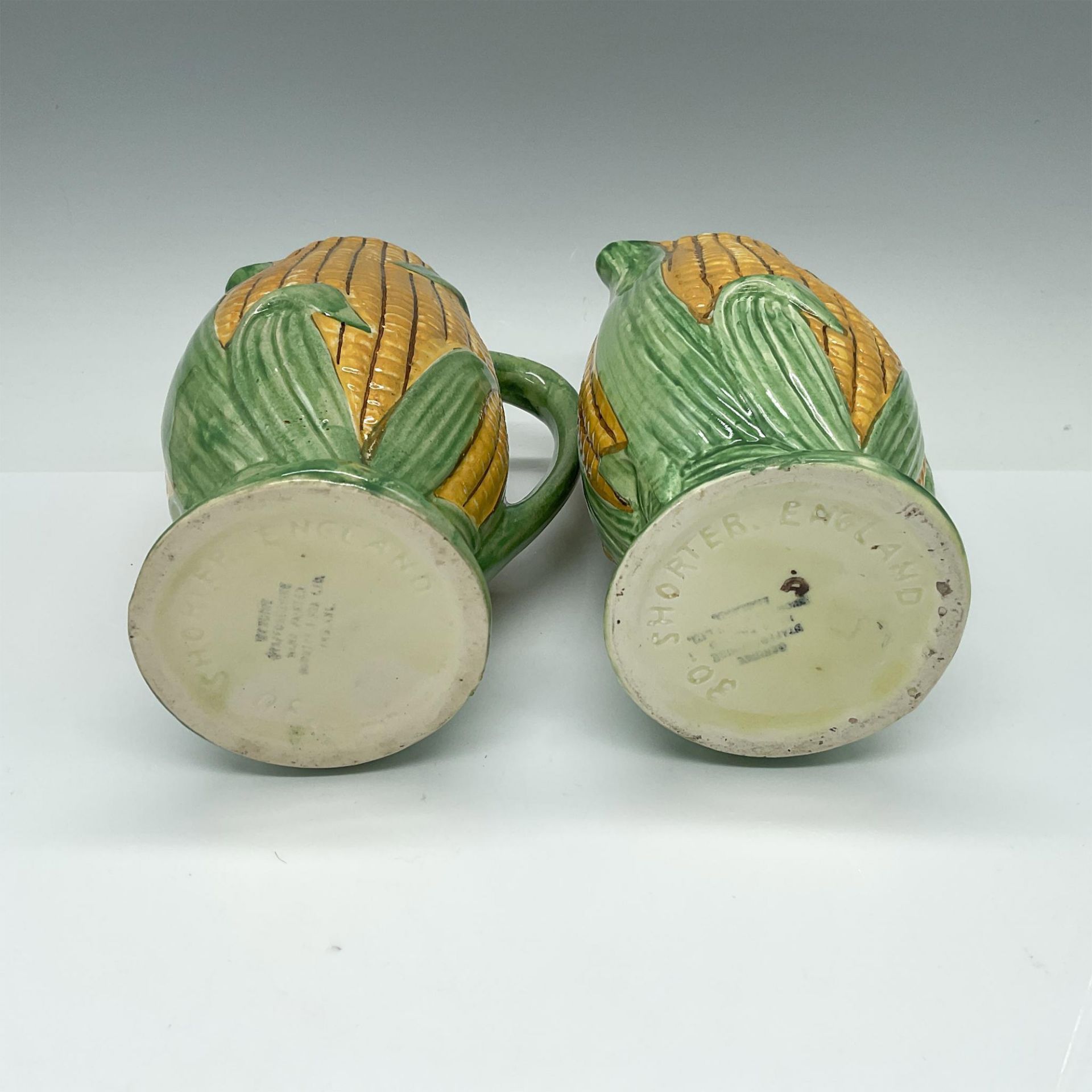 2pc Staffordshire Shorter England Ceramic Corn Shape Pitcher - Image 3 of 3