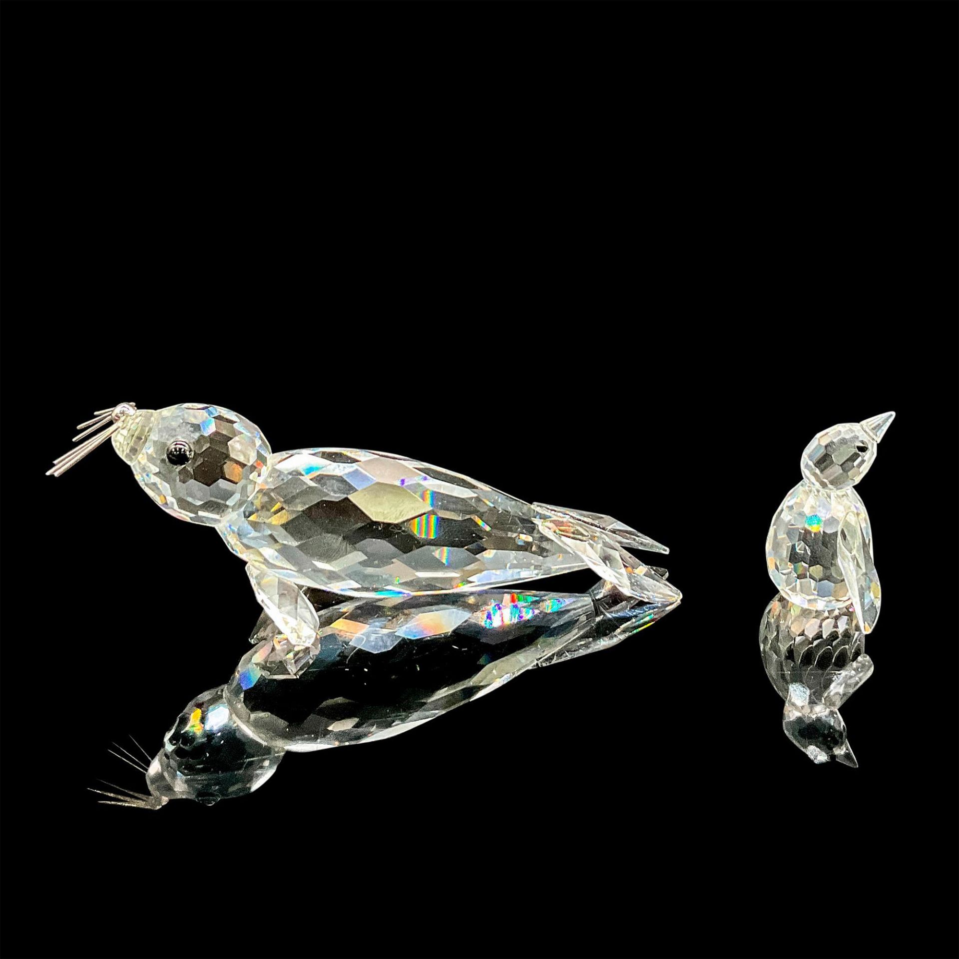 2pc Swarovski Silver Crystal Figurines, Seal and Penguin - Image 2 of 3