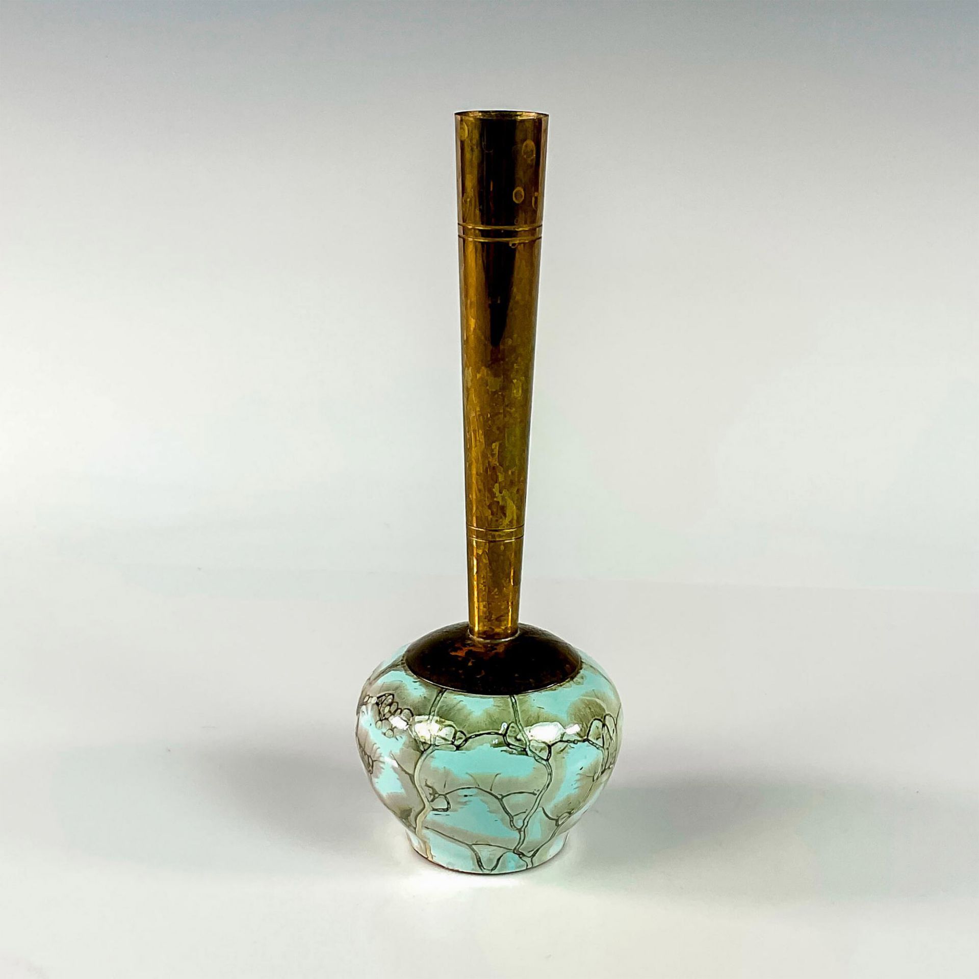 Unusual Delft Mid-Century Modern Lustre Glaze Bud Vase - Image 2 of 3