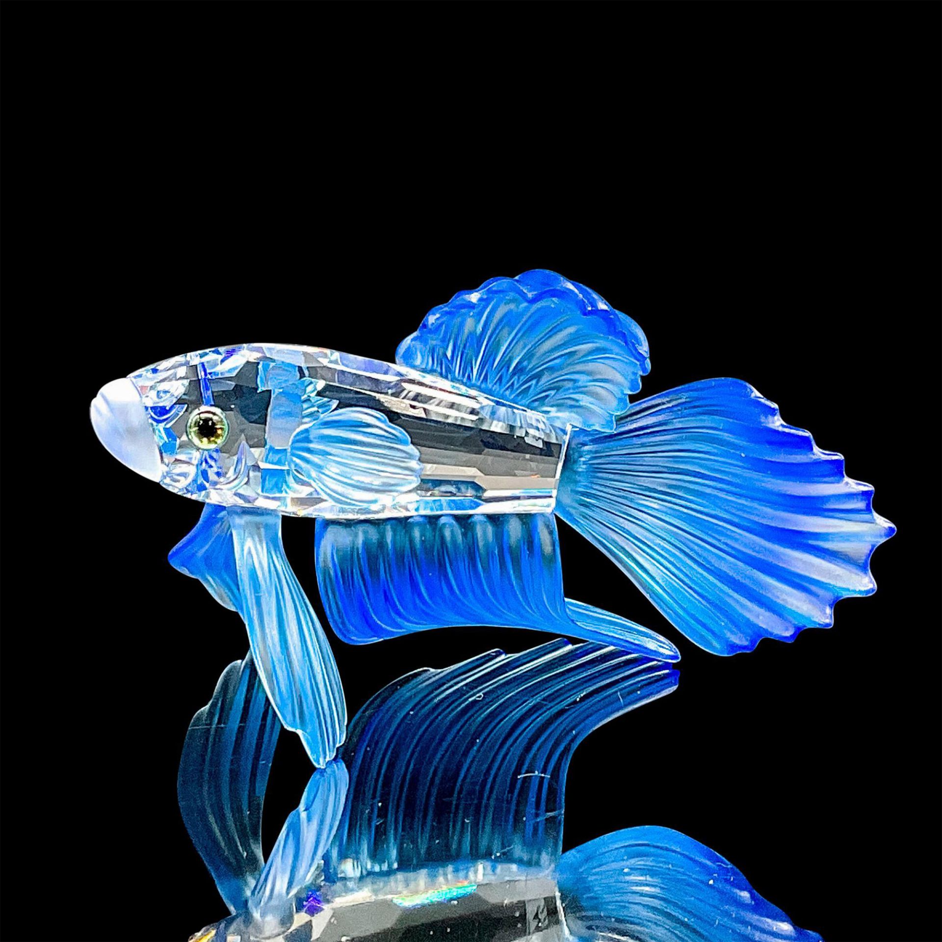 Swarovski Silver Crystal Figurine Siamese Fighting Fish Blue - Bild 2 aus 3