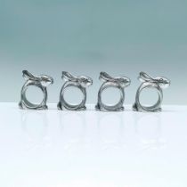 4pc Arthur Court Napkin Ring Set, Rabbits