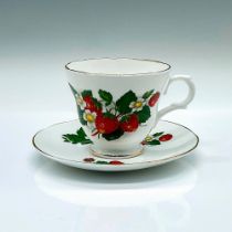 2pc Crown Trent Fine Bone China Strawberry Cup and Saucer