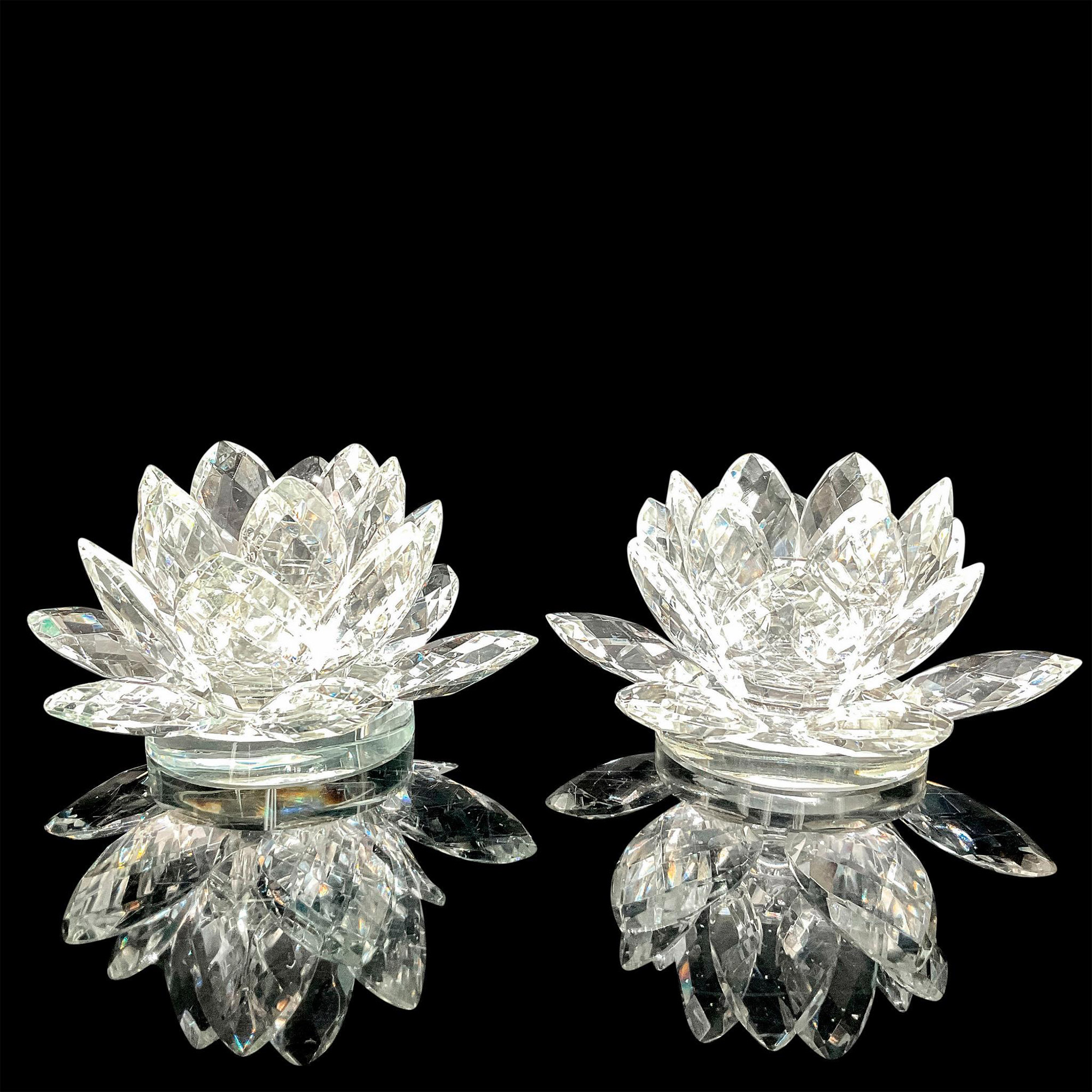 Pair of Shannon Crystal Lotus Candle Holder