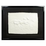 Large Framed Embossed Paper, Galloping Horses, Signed