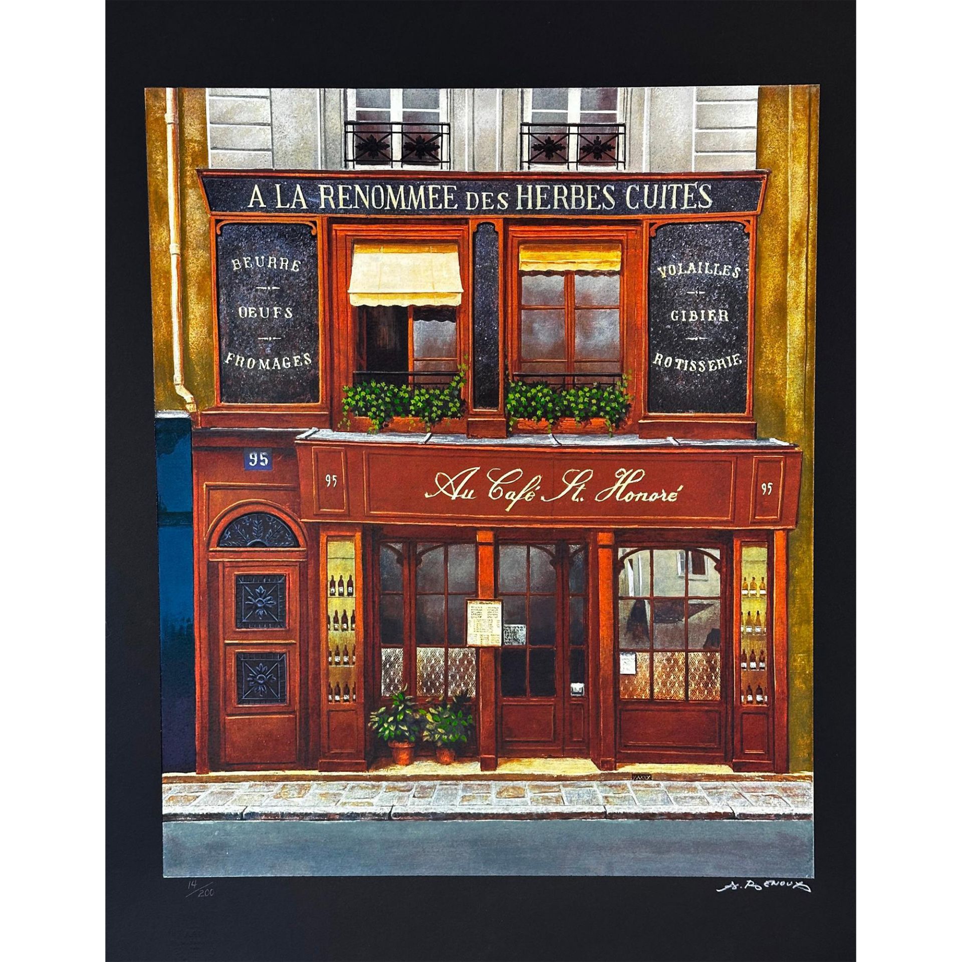 Andre Renoux (1939-2002), Serigraph, Cafe St. Honore, Signed
