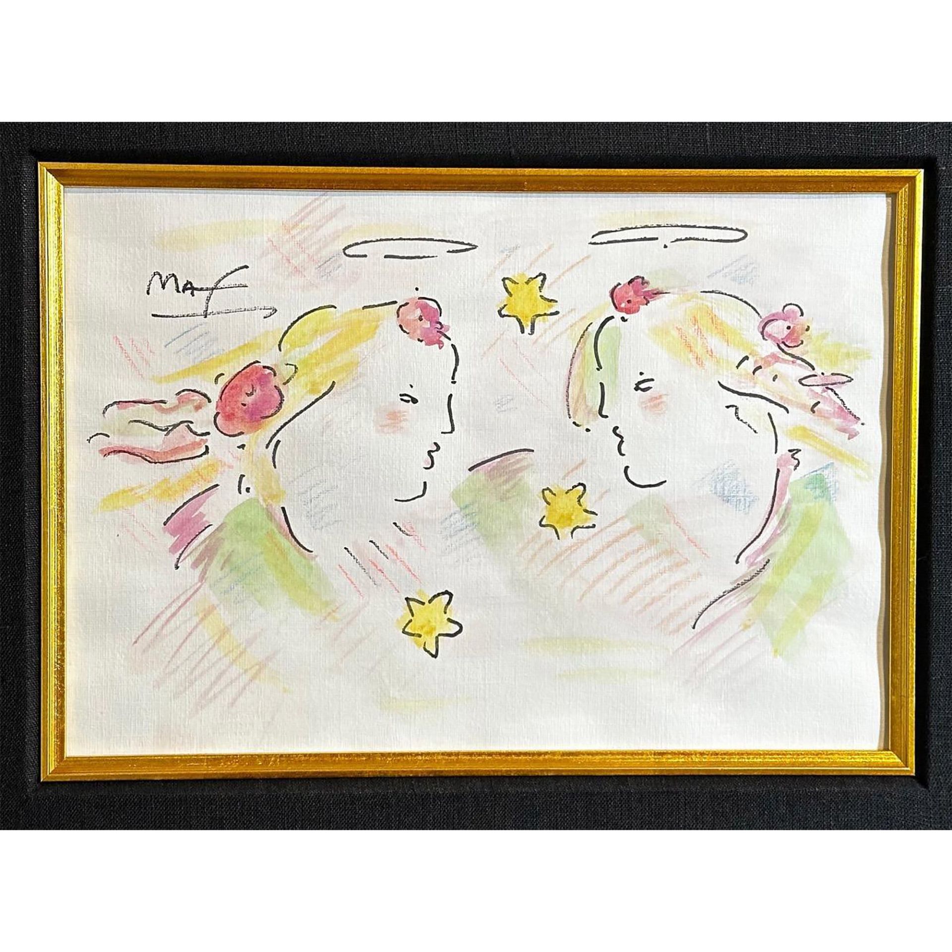 Peter Max (American, b. 1937) Watercolor Two Ladies signed - Image 2 of 4
