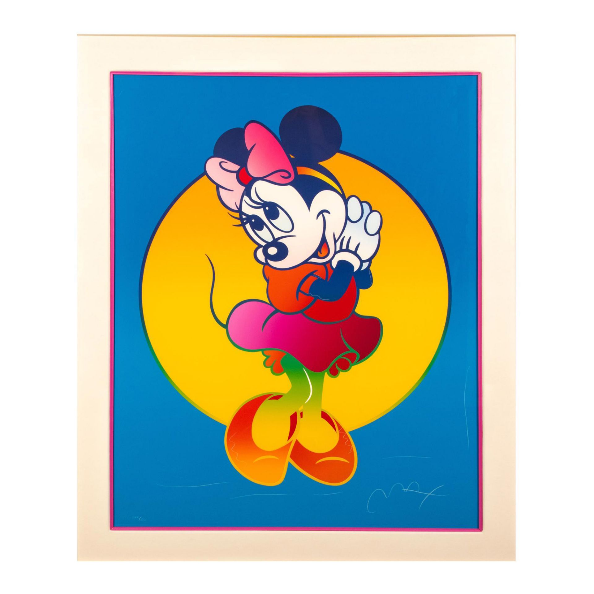 Peter Max (American, b. 1937) Color Serigraph on Paper, Minnie Mouse, Signed - Image 2 of 5