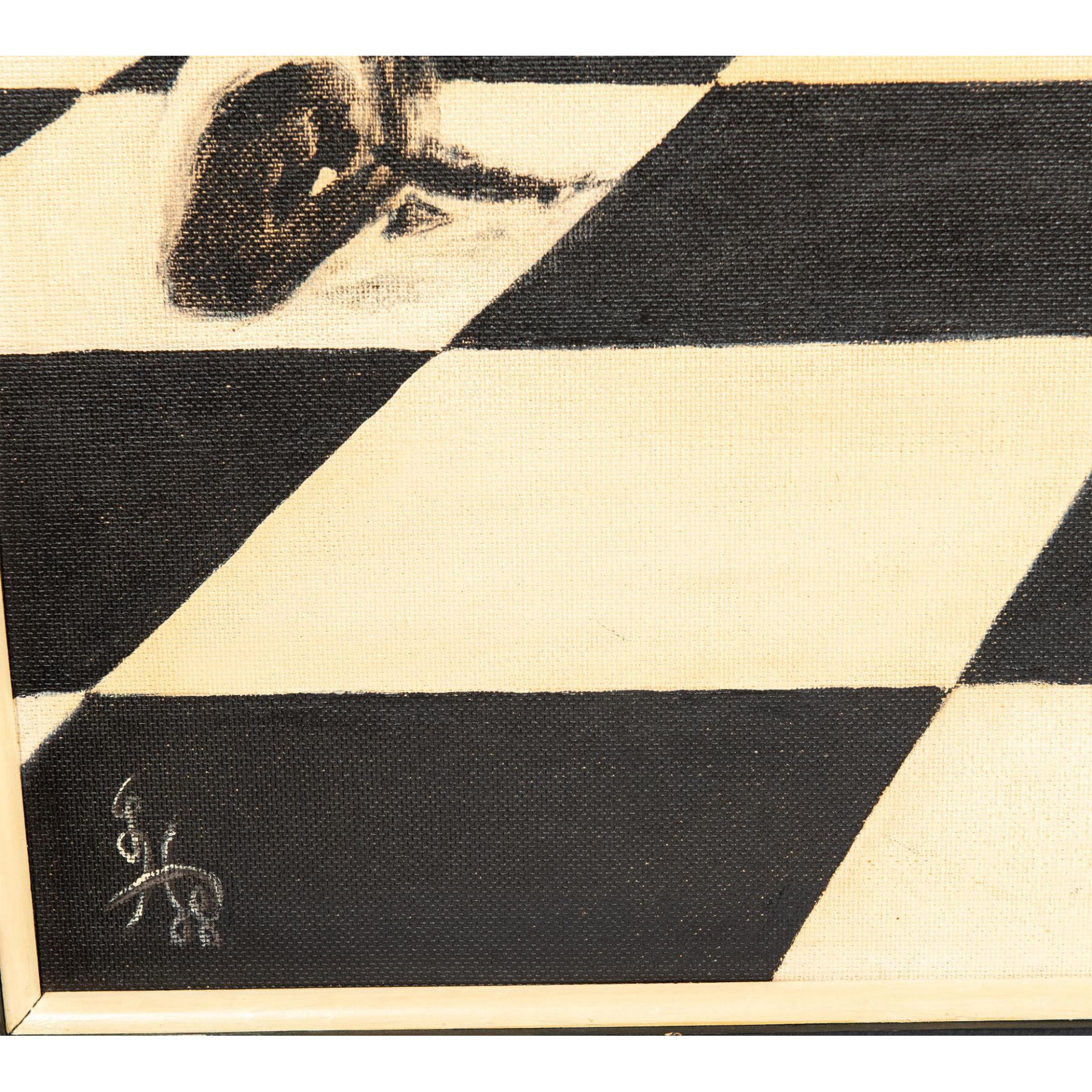 Lew Wolfson, Original Surrealist Oil on Canvas, Chess Signed - Bild 4 aus 7