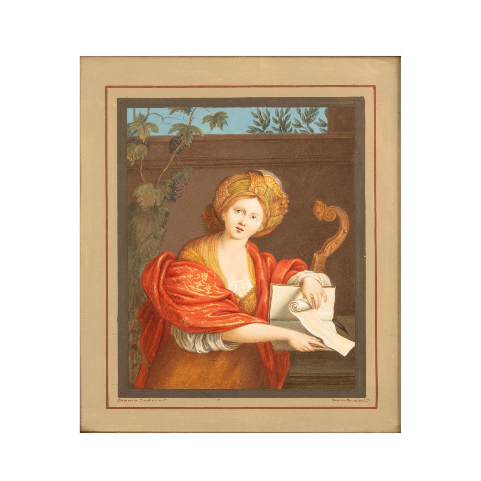 Felice Santoloni after Domenichino, Original Watercolor - Image 2 of 5