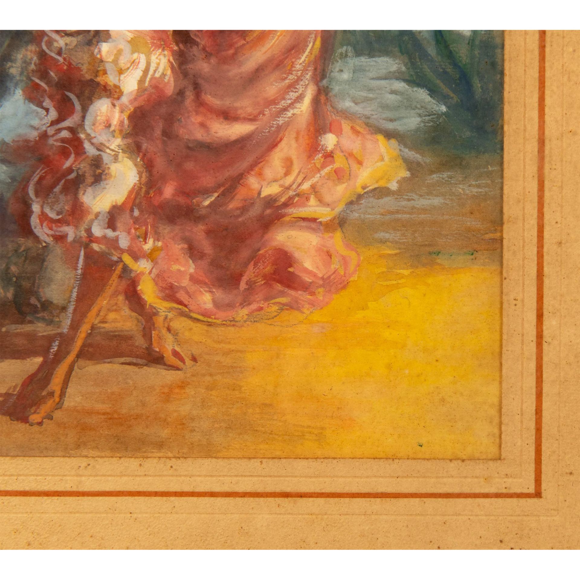 Original Watercolor and Gouache on Paper, Flamenco, Signed - Bild 3 aus 5