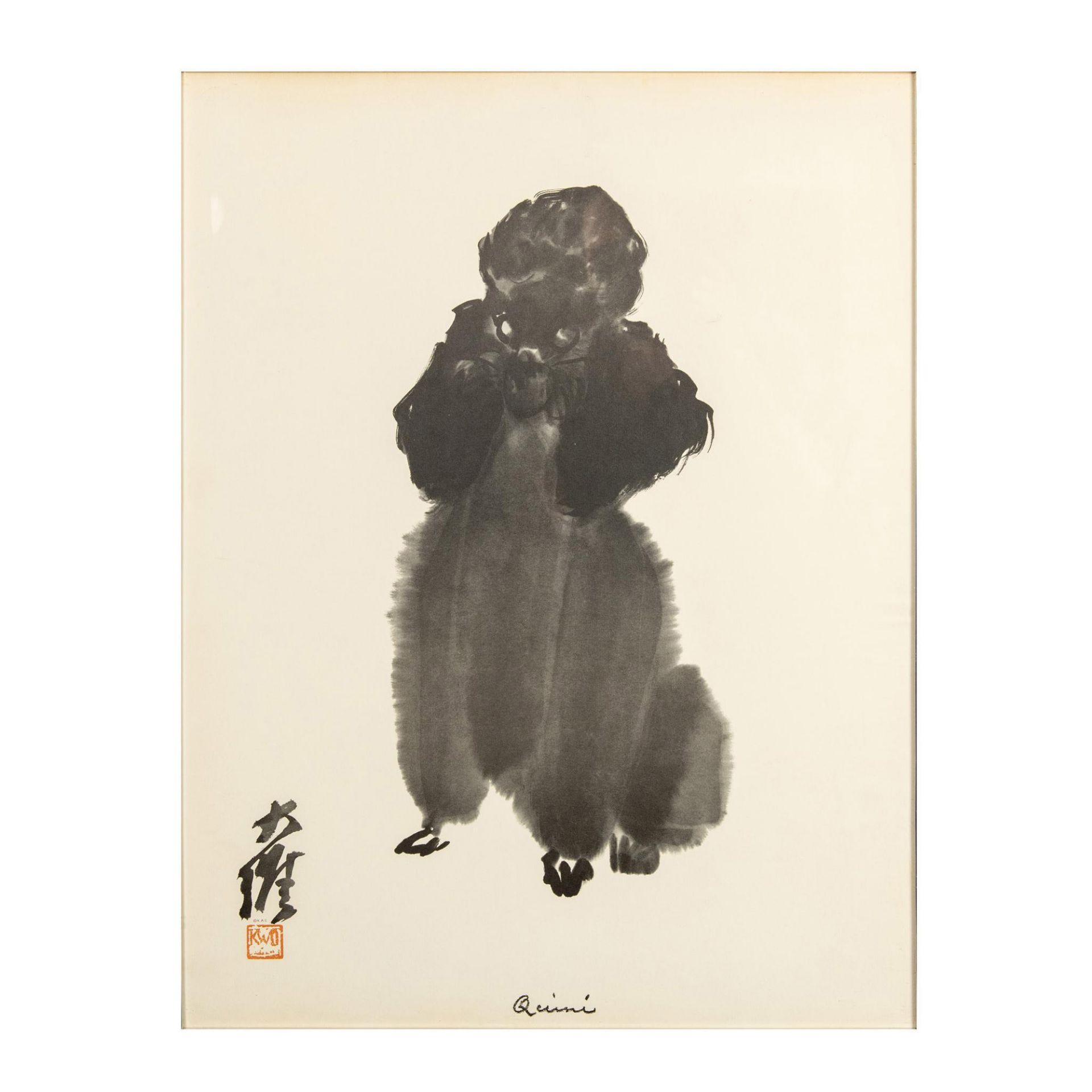 David Kwok, Monochrome Poster on Board, Qeini The Poodle - Bild 2 aus 4