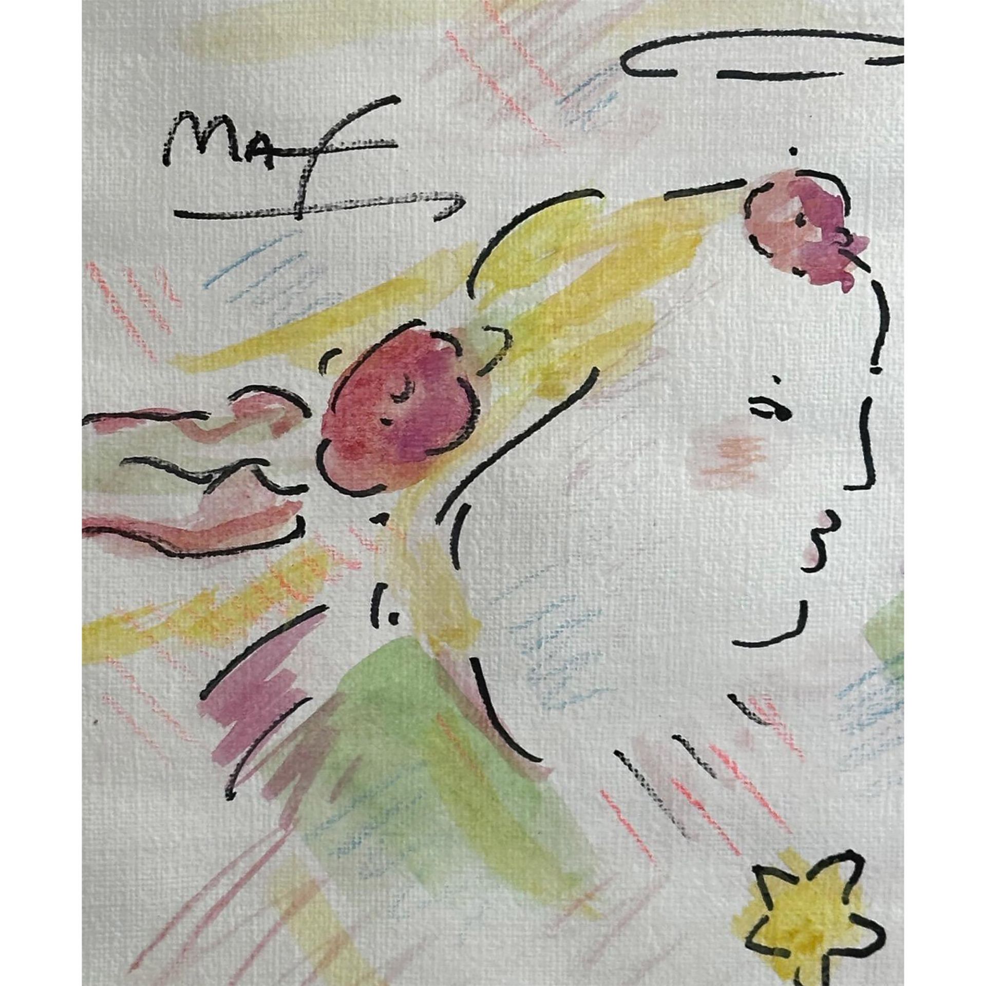 Peter Max (American, b. 1937) Watercolor Two Ladies signed - Image 4 of 4