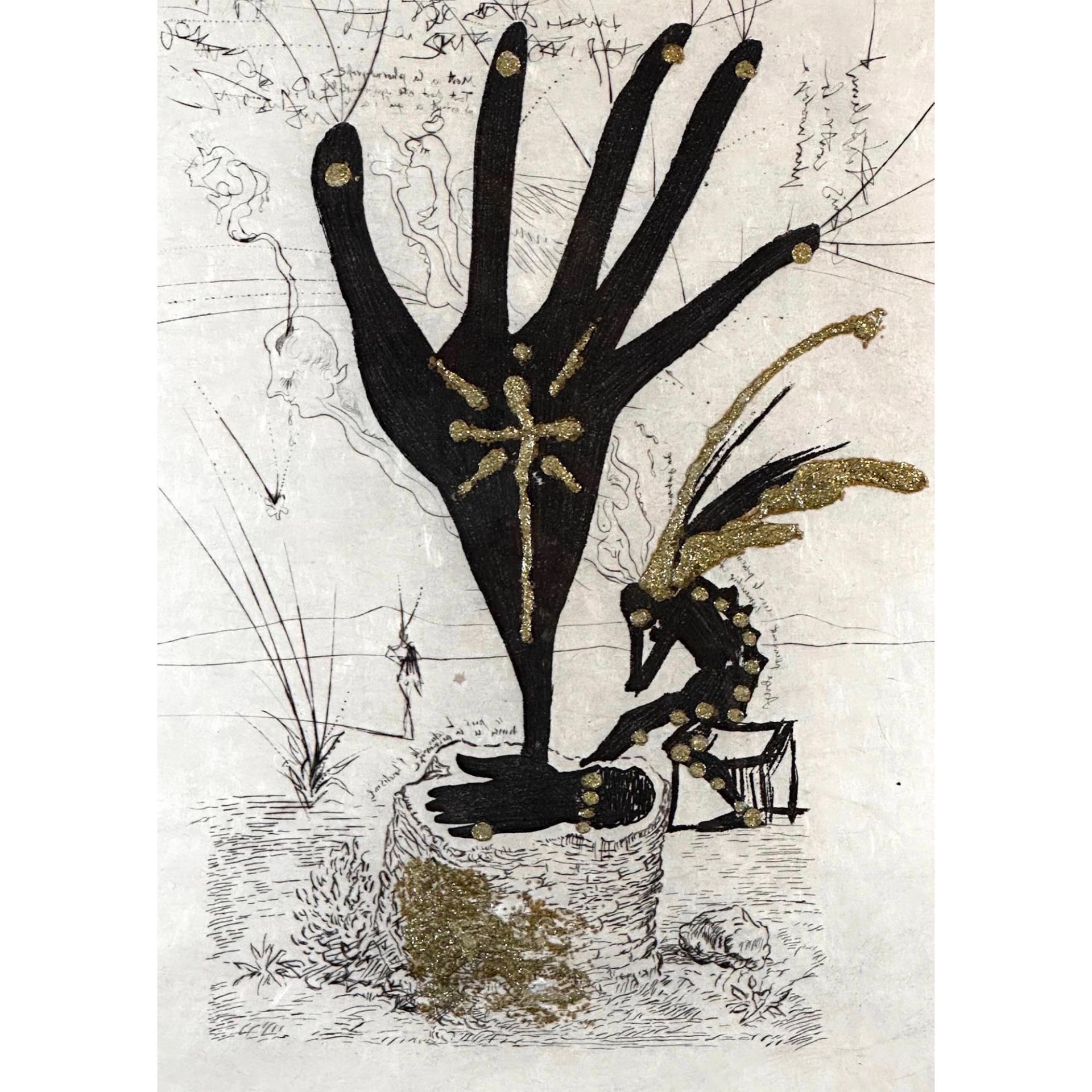 Salvador Dali (Spanish, 1904-1989) Etching plus gold flakes Les Amours Jaunes Flower of Art, signed - Bild 3 aus 5